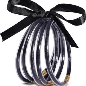 Glitter Jelly Bangles Bracelets Set for Women